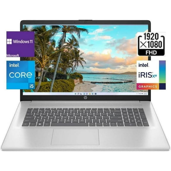 HP 17 Laptop, 17.3" FHD Display, Intel Core i5-1334U, 32GB RAM,1TB SSD,Backlit Keyboard, Webcam, HDMI, Bluetooth, Wi-Fi, Windows 11 Pro, Silver