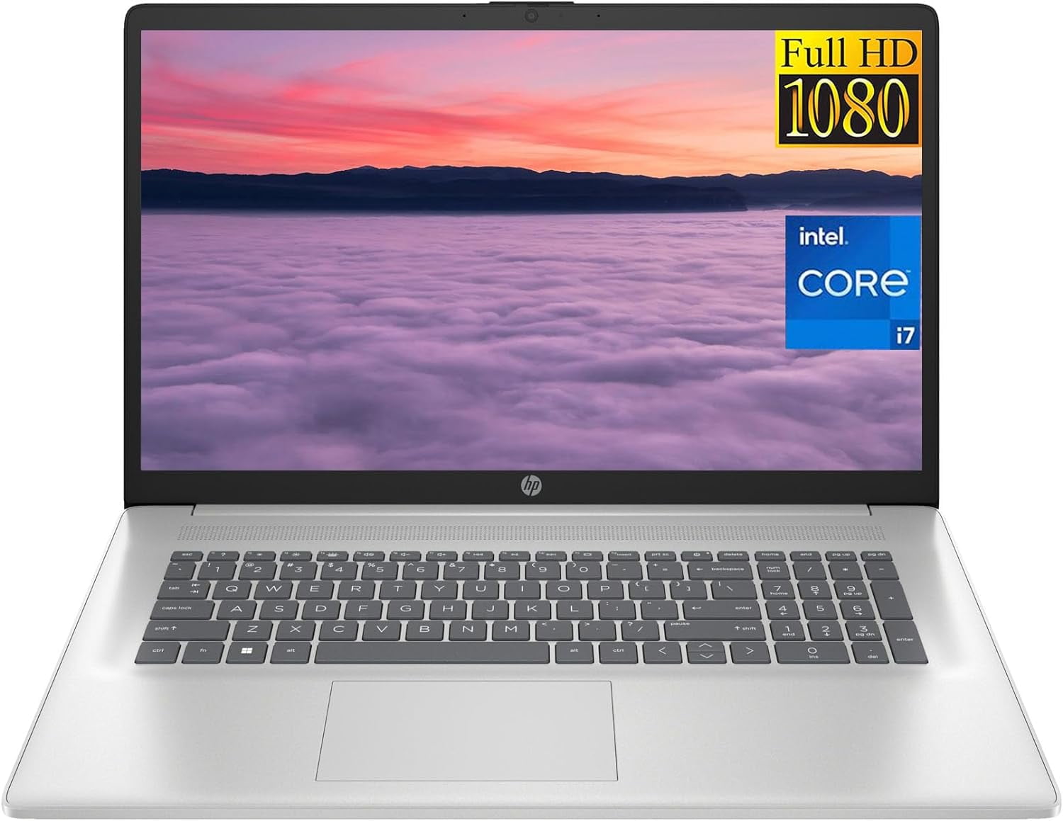 HP 17 Laptop, 17.3" FHD Display, Intel Core i7-1355U (10 cores), 16GB RAM, 512GB SSD, 1TB HDD, Intel Iris Xe Graphics, Wi-Fi 6, Bluetooth, Numeric Keypad, Windows 11 Home