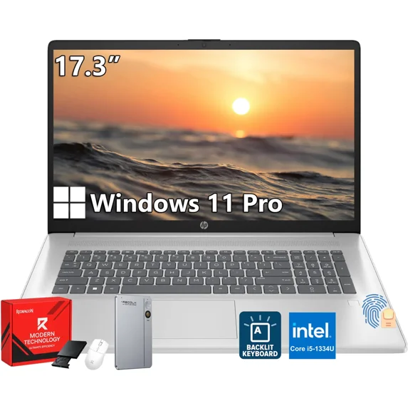 HP 17 Laptop 17.3" FHD, Intel Core i5-1334U, 20GB RAM, 512GB NVMe SSD, Windows 11 Pro, Backlit, Fingerprint