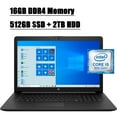 thumbnail image 1 of HP 17 Laptop 2020 Premium Business Laptop Computer I 17.3" HD+ Display I 8th Gen Intel Quad-Core i5-8265U I 16GB DDR4 512GB SSD 2TB HDD I Intel UHD Graphics 620 DVD WIFI Win 10, 1 of 9