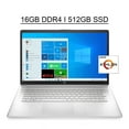 thumbnail image 1 of HP 17 Laptop Computer 17.3" HD+ Display AMD Athlon Silver 3050U 16GB DDR4 512GB SSD AMD Radeon Graphics USB-C HDMI WiFi6 Bluetooth5.2 Up to 5.75 hours Battery Life Win10 Silver, 1 of 5