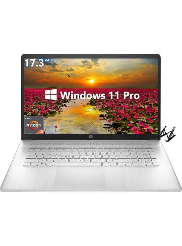 HP 17 Laptop Computer, 17.3” HD+ Notebook, AMD Ryzen 3 7320U, AMD Radeon Graphics, 8GB DDR5 RAM, 512GB SSD, Wi-Fi, Bluetooth, Fast Charge, Numeric Keypad, Windows 11 Pro, Cefesfy Laptop Stand