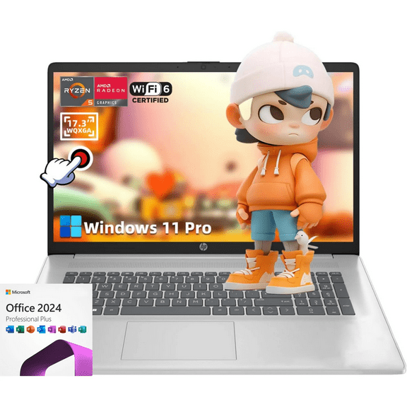 HP 17 Laptop Computer, 17.3" HD+ Touchscreen Display, AMD Ryzen 5 7530U(Beats i7-1165G7), 32GB RAM, 1TB SSD, Wi-Fi 6, HDMI, Numeric Keypad, Webcam, Bluetooth 5.3, Windows 11 Pro