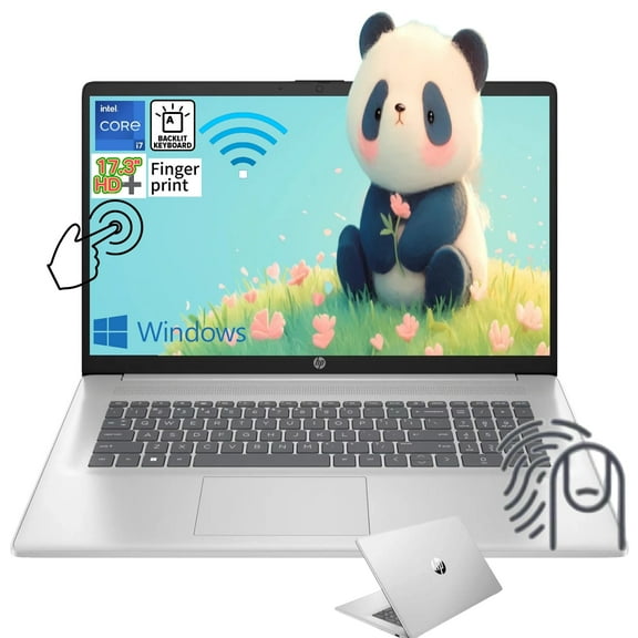 HP 17 Laptop Computer, 17.3" HD+ Touchscreen Display, Intel Core i7-1355U,16GB RAM,1TB SSD+1TB HDD,Wi-Fi 6, HDMI, Backlit Keyboard, Webcam, Bluetooth, Windows 11 Home,Silver