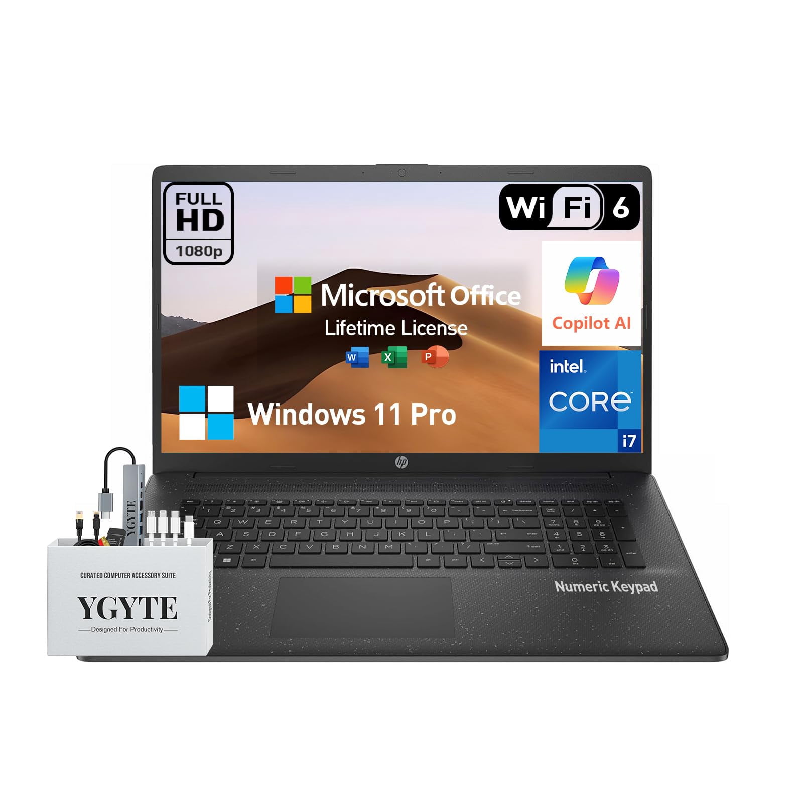 Computer 17 Air HP 17 Laptop Computer, 17.3 Inch FHD Business Laptop PC, Intel 10-Core ...