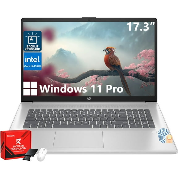 HP 17 Laptop Computer for Business and Students, 17.3" HD  Display, Intel Core i5-1334U, 32GB RAM, 1TB SSD, Fingerprint, Backlit KB, Windows 11 Pro, Numeric Keypad