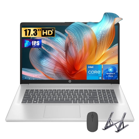HP 17 Laptop, Intel Core i3 N305 Processor, 8-Cores,16GB RAM, 512GB SSD,17.3" HD Display, Numeric Keypad, 720p Camera, Long Battery Life, Windows 11 Home, Alpacatec Accessories, Silver