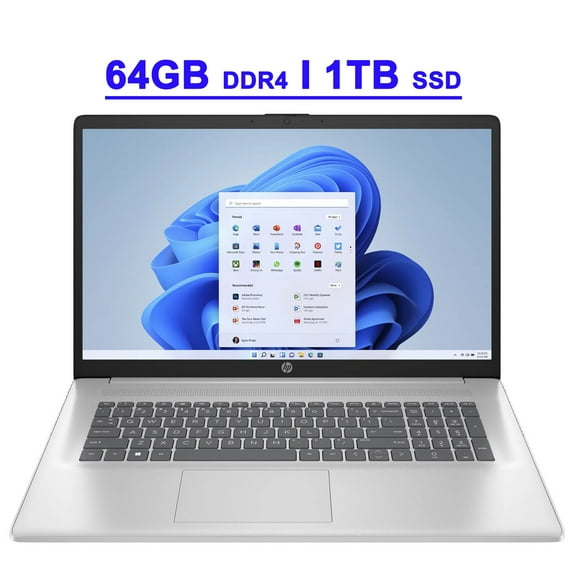 HP 17 Premium Business Laptop 17.3" FHD IPS Anti-Glare Display 13th Generation Intel 10-Core i5-1335U Processor 64GB DDR4 1TB SSD Intel Iris Xe Graphic Backlit Keyboard USB-C HDMI Win11 Silver