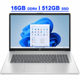 thumbnail image 1 of HP 17 Premium Business Laptop 17.3" FHD IPS Anti-Glare Intel 8-Core i3-N305 Processor 16GB DDR4 512GB SSD Fingerprint USB-C Fast Charging Privacy Camera Win11 Silver, 1 of 5