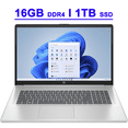 thumbnail image 1 of HP 17 Premium Business Laptop 17.3" FHD IPS Anti-glare Intel 6-core i3-1215U Processor 16GB DDR4 1TB SSD USB-C Long-Lasting Battery Fast Charing Win11 Silver, 1 of 7