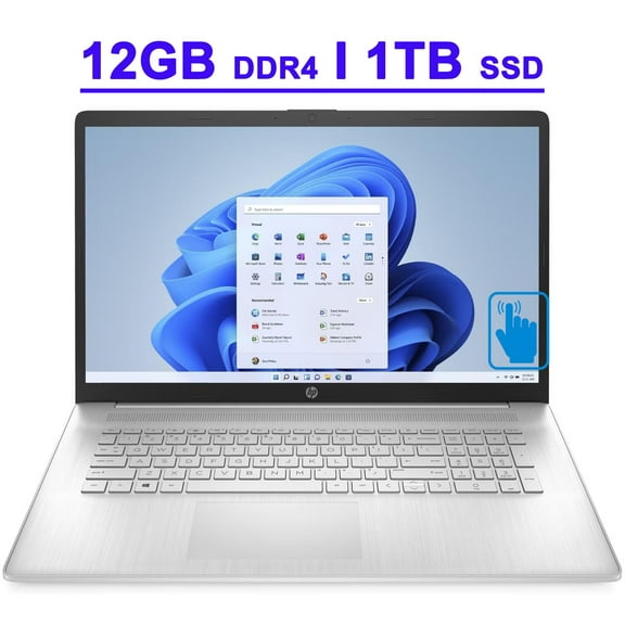 HP 17 Premium Business Laptop Computer 17.3" HD+ Touchscreen Display AMD Ryzen 7000 Series Hexa-Core Ryzen 5 7530U Processor 12GB DDR4 1TB SSD USB-C AMD Radeon Graphic USB-C HDMI Win11 Silver