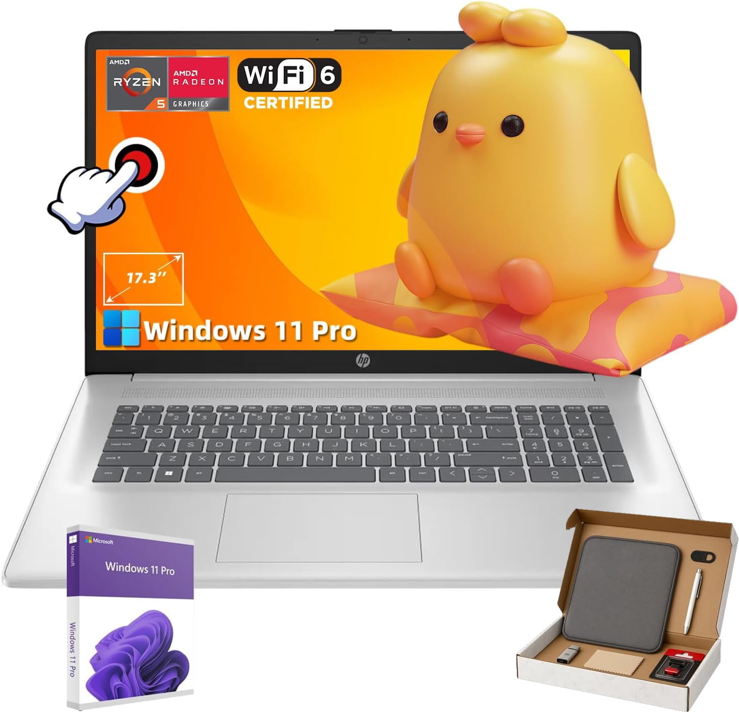 HP 17 Touchscreen Business Laptop, Windows 11 Pro, 17.3