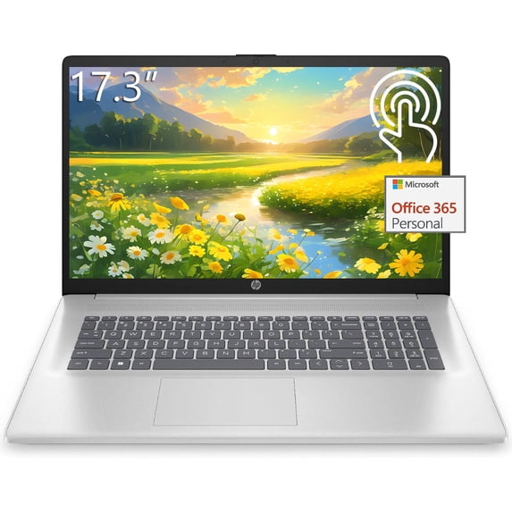 HP 17 Touchscreen Computer Laptop for Student and Business, 17.3" HD+, Intel Pentium Silver N5030, 32GB RAM, 1TB SSD, 1-Year Office 365, Numeric Keypad, Wi-Fi, HDMI, Windows 11 Home in S Mode