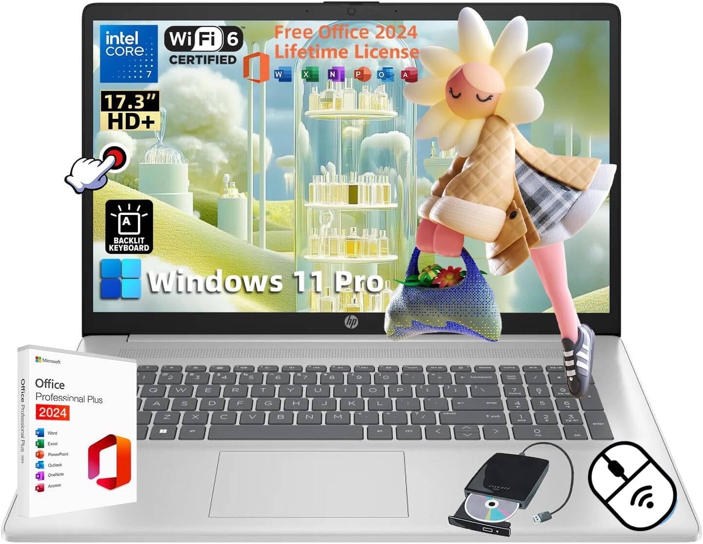 HP 17 Touchscreen Laptop Business - Ms Office 2024 & Windows 11