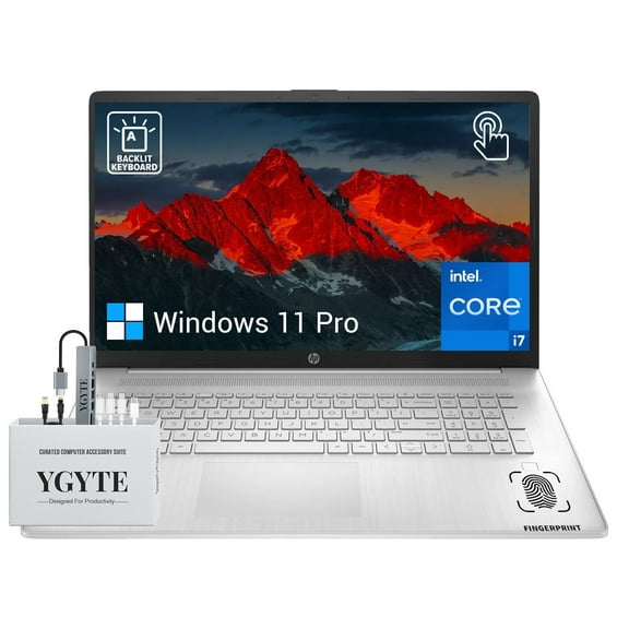 HP 17 Touchscreen Laptop Computer, 17.3" HD+ Touch Screen Business PC, Intel Core i7, 32GB RAM 1TB SSD, Windows 11 Pro, Lifetime Office, 10 key Numeric Backlit Keyboard, Fingerprint Reader
