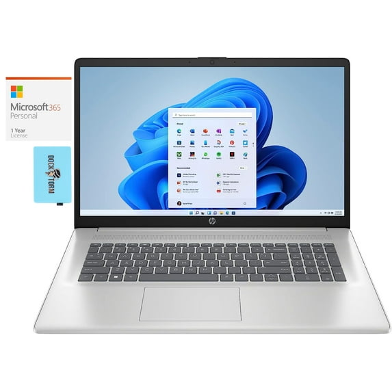 HP 17-cn3053cl Home/Entertainment Laptop (Intel i5-1335U 10-Core, 17.3in 60Hz Full HD (1920x1080), Intel Iris Xe, Win 11 Pro) with Microsoft 365 Personal , Dockztorm Hub