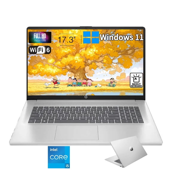 HP 17 inch Business Laptop, 17.3" FHD, Intel Core i5-1334U, 8GB RAM,512GB SSD,Backlit Keyboard, Webcam, HDMI, Bluetooth, Wi-Fi, Windows 11 Pro, Silver