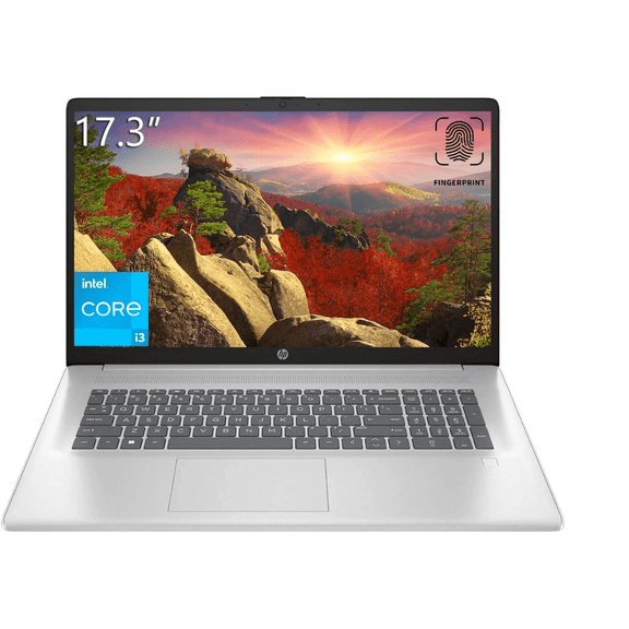 HP 17 inch Business Laptop Computer, 17.3" FHD Anti-Glare, Intel Core i3-N305, 16GB RAM, 1TB SSD, Fingerprint Reader, Intel UHD Graphics, Wi-Fi 6, Bluetooth, Windows 11 Home, Cefesfy Laptop Stand