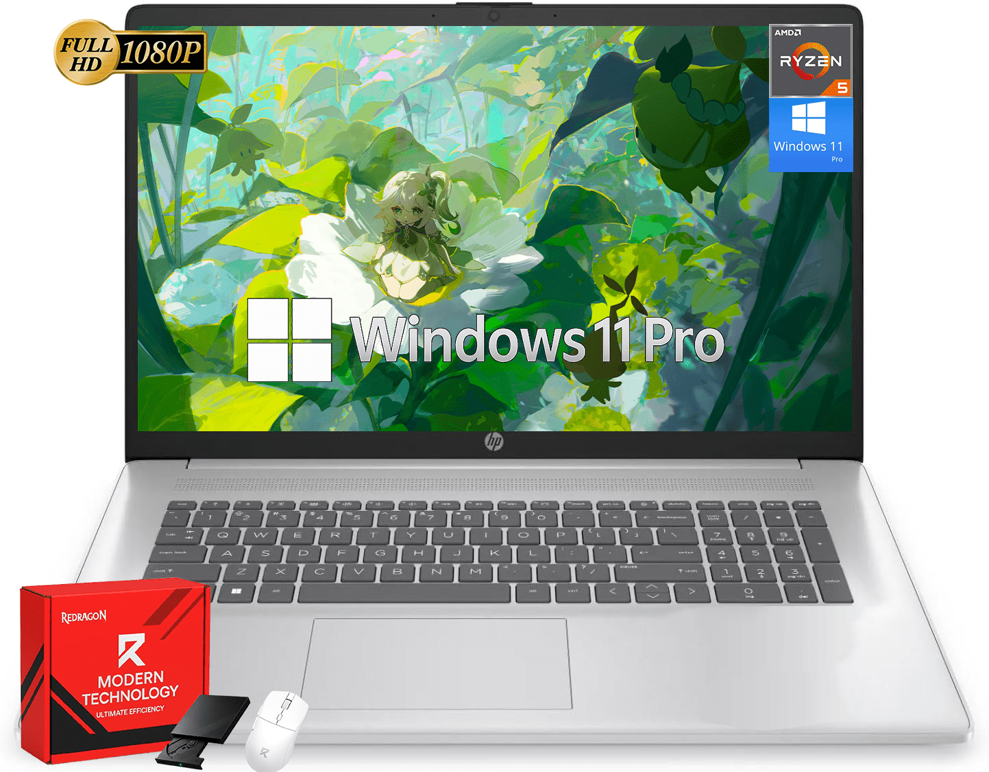 HP 17 inch Business Laptop Computer, 17.3" FHD Display, AMD Ryzen 5 7430U, Windows 11 Pro, Numeric Keypad, WiFi 6 (32GB RAM + 1TB SSD)