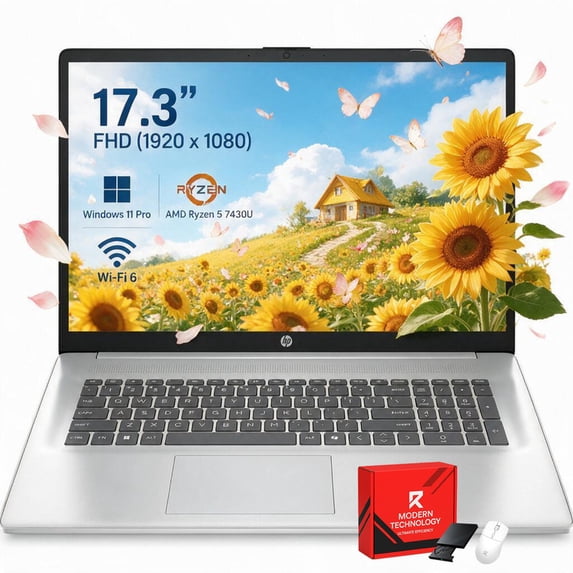 Computer Keboard Images HP 17 inch Business Laptop Computer, AMD Ryzen 5 7430U, 16GB RAM, 512GB ...