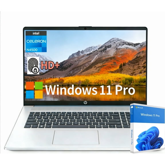 HP 17 inch Business Laptop, Intel Celeron N4500, 4GB RAM, 256GB SSD, 17.3" HD+ Display, Wi-Fi 6, Windows 11 Pro,Moonlight Blue