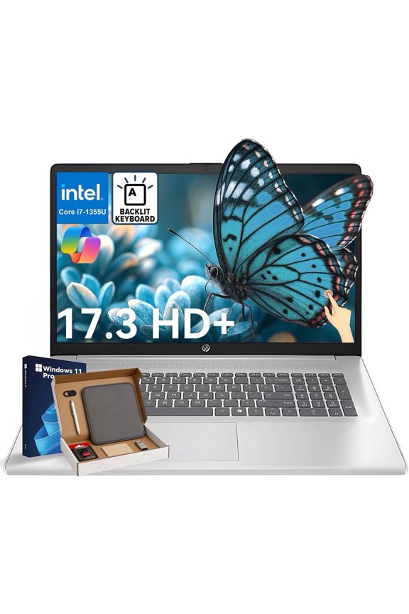 HP 17 inch Business Touchscreen Laptop, Intel Core i7-1355U, 16GB RAM, 512GB SSD, 17.3" HD+ Display, Backlit Keyboard, Wi-Fi 6, Windows 11 Pro