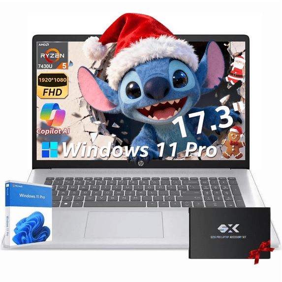 HP 17 inch Business laptops, AMD Ryzen 5 7430U, 64GB RAM 1TB NVMe SSD Windows 11 Pro, 17.3" FHD IPS, Copilot AI, Numeric Keyboard, Type-C