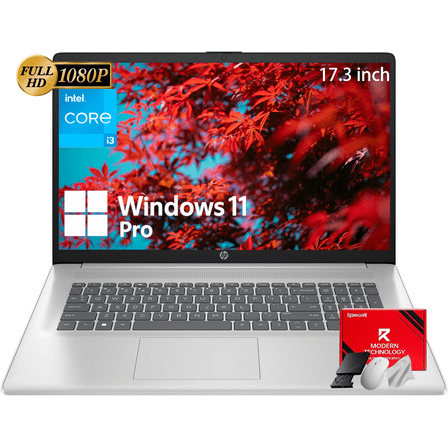 HP 17 inch Laptop, 17.3" FHD IPS Anti-Glare Display, Intel i3-N305 Processor, 16GB DDR4, 512GB SSD, Intel UHD Graphics, Numeric Keypad, Copilot Key, Fast Charge, Windows 11 Pro