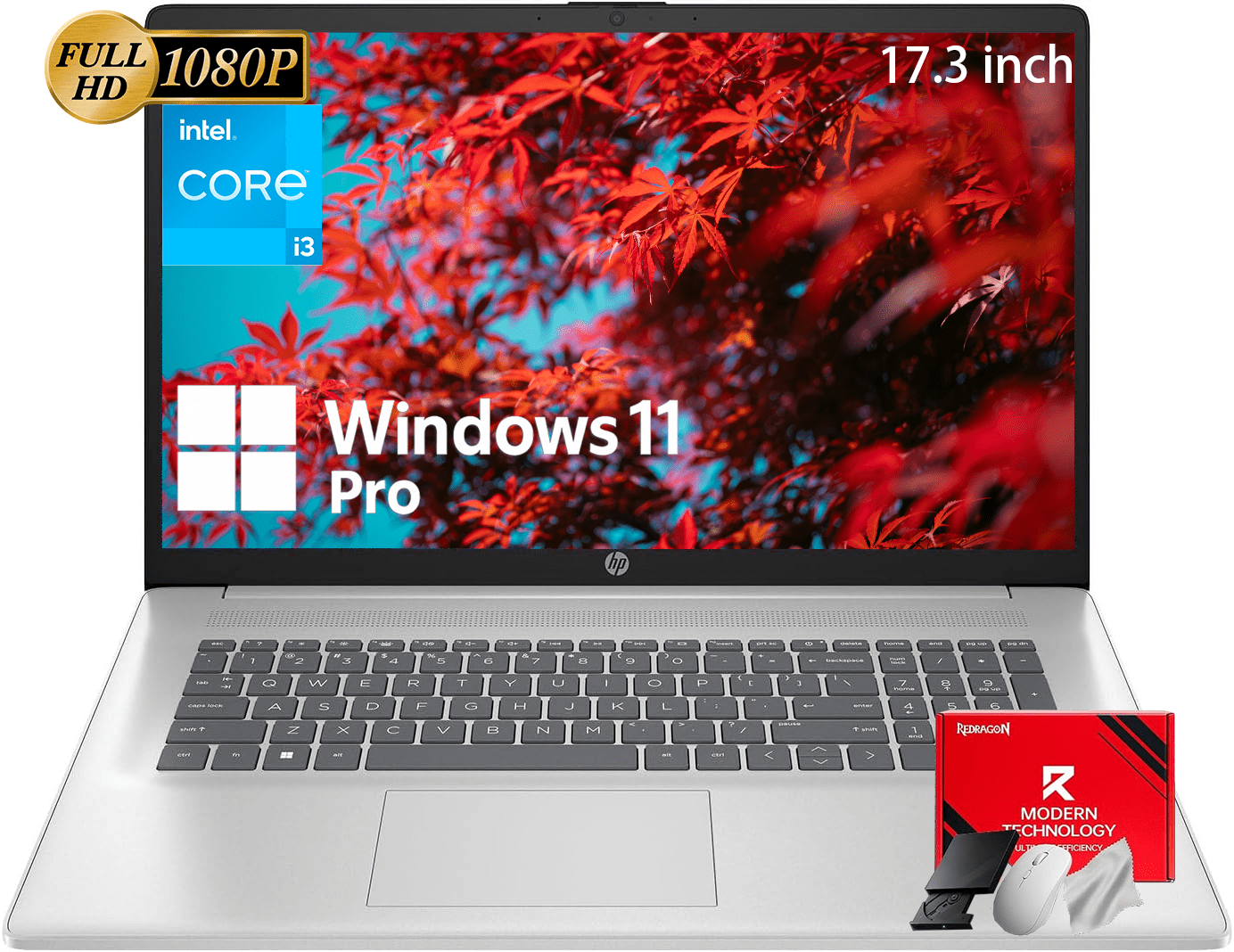 HP 17 inch Laptop, 17.3" FHD IPS Anti-Glare Display, Intel i3-N305 Processor, 32GB DDR4, 1TB SSD, Intel UHD Graphics, Numeric Keypad, Copilot Key, Fast Charge, Windows 11 Pro