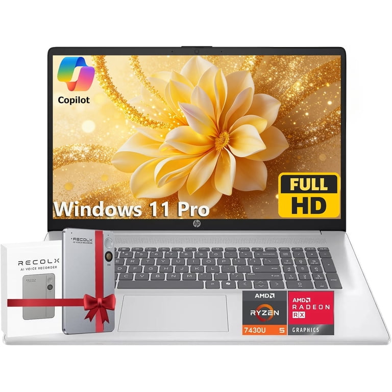 HP 17 inch Laptop, AMD Ryzen 5 7430U, 20GB RAM, 512GB NVMe SSD