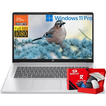 HP 17-inch Laptop for Business and Student - 16GB RAM, 512GB SSD, AMD Ryzen 5 7430U, Windows 11 Pro, Fast Charge, Wi-Fi 6, 17.3” FHD Anti-Glare Display