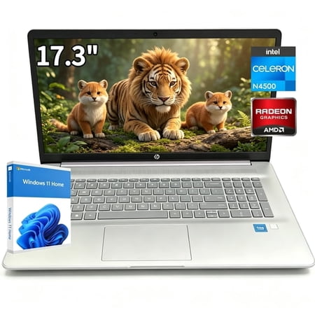 HP 17 inch Laptop for Business and Student, 17.3" HD+, Intel Celeron N4500, 4GB RAM, 256GB SSD,Intel UHD Graphics,IPS, Wi-Fi6, Numeric Keypad, Windows 11 Home,Winter Lavender