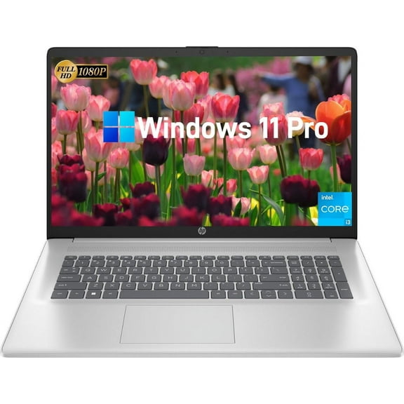 HP 17-inch Laptop Computer for Business - 17.3" FHD LED Display, 12th Gen Intel i3-1215U Processor (up to 4.4GHz0), 8GB RAM, 256GB SSD, Windows 11 Pro, HD Camera, Fast Charge, WiFi, HDMI, USB-A&C