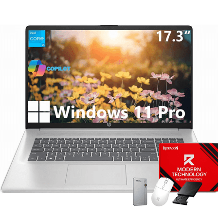 HP 17 inch Laptop, Intel Core i3-N305, 16GB RAM, 512GB SSD, 17.3" HD+ Display, Windows 11 Pro, Numeric Keyboard, Wi-Fi 6, Bluetooth, Webcam, For Students & Business