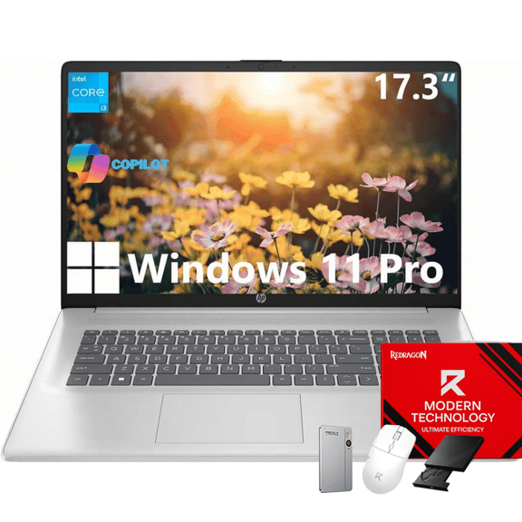 HP 17 inch Laptop, Intel Core i3-N305, 16GB RAM, 512GB SSD, 17.3" HD+ Display, Windows 11 Pro, Numeric Keyboard, Wi-Fi 6, Bluetooth, Webcam, For Students & Business
