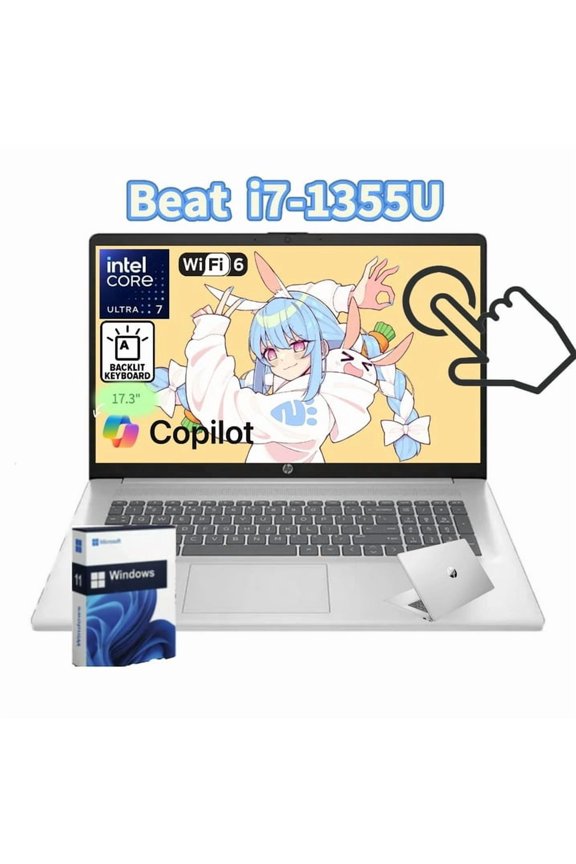 HP 17 inch Laptop, Windows 11 Pro, 17.3" HD+ Touchscreen Display, Intel Core Ultra 7 255U (Beat i7-1355U), 16 GB RAM, 1 TB SSD, Backlit KB,Copilot, Wi-Fi 6, Windows 11 Pro