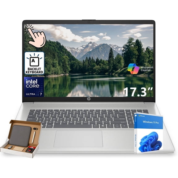HP 17-inch Touchscreen Business Laptop, Intel 12-Core Ultra 7 255U, 32GB DDR5, 2TB SSD, 12 NPU Tops, AI Copilot Ready, HD+ Display, Backlit KB, Privacy Camera, Windows 11 Pro