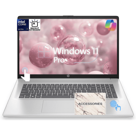 HP 17-inch Touchscreen Business Laptop - Intel Ultra 7 255U, HD+ Display, Backlit KB, Secure Privacy Camera, Win 11 Pro, 32GB DDR5, 1TB SSD
