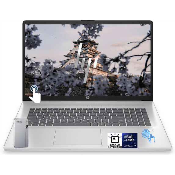 HP 17-inch Touchscreen Business Laptop - Intel Ultra 7 255U, HD+ Display, Backlit KB, Win 11 Home, 8GB DDR5, 512GB SSD, w/Accessory