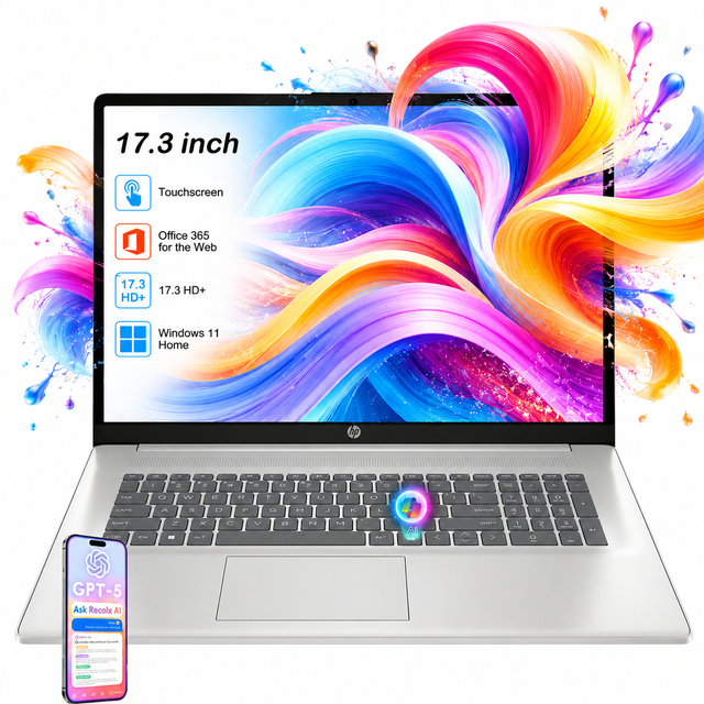Computer Baiennr HP 17 inch Touchscreen Laptop Computer, 16GB RAM, 1TB SSD, AMD Ryzen 5 ...