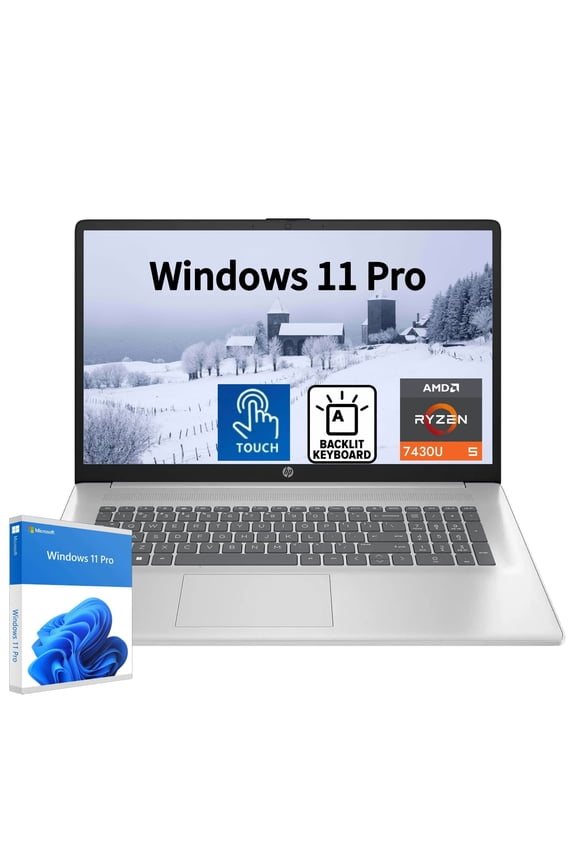 HP 17 inch Laptop Computer - 17.3" HD+ Touchscreen Display, AMD Ryzen 5 7430U 6-Cores Processor, 32GB RAM, 1TB SSD, Windows 11 Pro, Backlit Keyboard