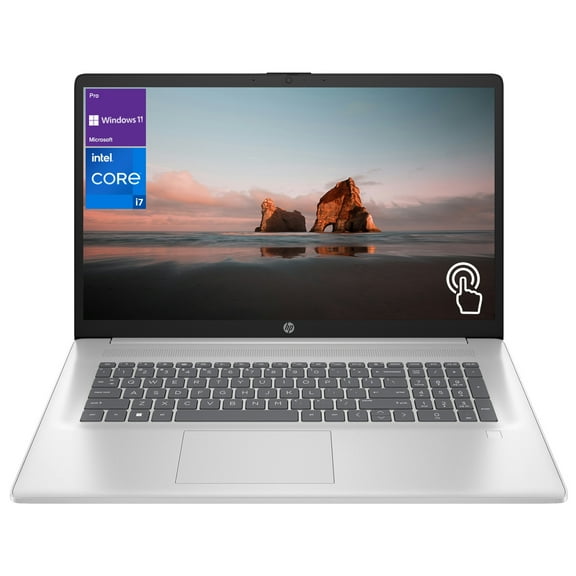 HP 17t Laptop, 17.3" HD   Touchscreen 60Hz, Intel Core i7-1355U, Intel Iris Xe Graphics, 32GB RAM, 1TB SSD, Webcam, Fingerprint Reader, Wi-Fi 6, Backlit KB, Windows 11 Pro, Silver