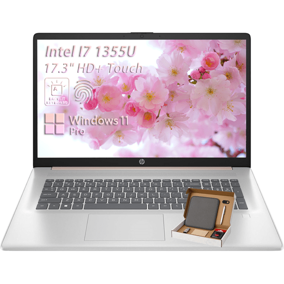 HP 17t Laptop for Business , 17.3" HD+ Touchscreen Display, Intel 10-Core i7-1355U, 32GB RAM, 2TB SSD, Backlit Keyboard, Fingerprint Reader, Wi-Fi 6, HDMI, Windows 11 Pro, Rose Gold