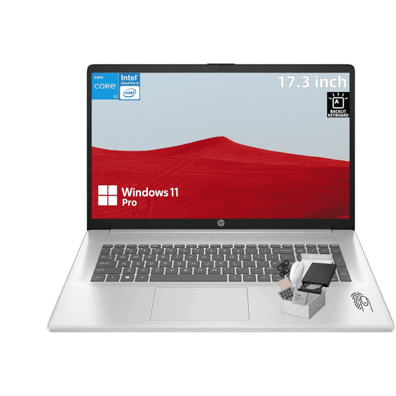 HP 17t Premium Business Laptop - 17.3" HD+ Display, Intel 10-Core i5-1334U, 64GB RAM, 2TB SSD, Intel Graphics, Webcam, Backlit Keyboard, Fingerprint Reader, Windows 11 Pro