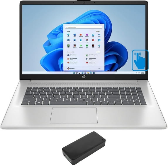 HP 17z Home/Business Laptop (AMD Ryzen 5 7530U 6-Core, 17.3in 60 Hz Touch HD+ (1600x900), AMD Radeon, 64GB RAM, 2TB PCIe SSD + 1TB HDD, Backlit KB, Win 11 Pro) with DV4K Dock