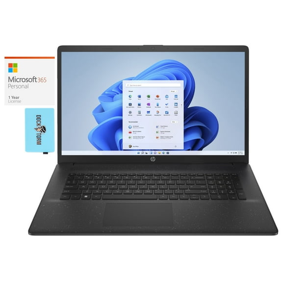HP 17z -cp200 Home/Business Laptop (AMD Athlon Gold 7220U 2-Core, 17.3in 60 Hz HD+ (1600x900), AMD Radeon, Win 11 Home) with Microsoft 365 Personal , Dockztorm Hub