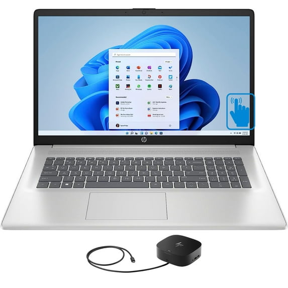 HP 17z -cp300 Home/Business Laptop (AMD Ryzen 5 7530U 6-Core, 17.3in 60 Hz Touch HD+ (1600x900), AMD Radeon, 32GB RAM, 512GB PCIe SSD, Win 10 Pro) with G2 Universal Dock