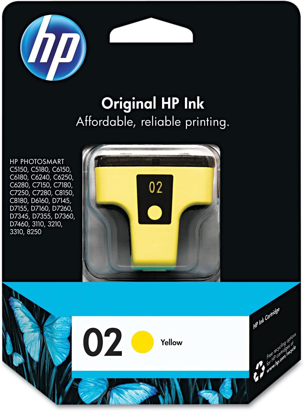 HP 2 | Ink Cartridge | Yellow | Works with HP Photosmart 3210, 3310, C5180, D7200 series | C8773WN