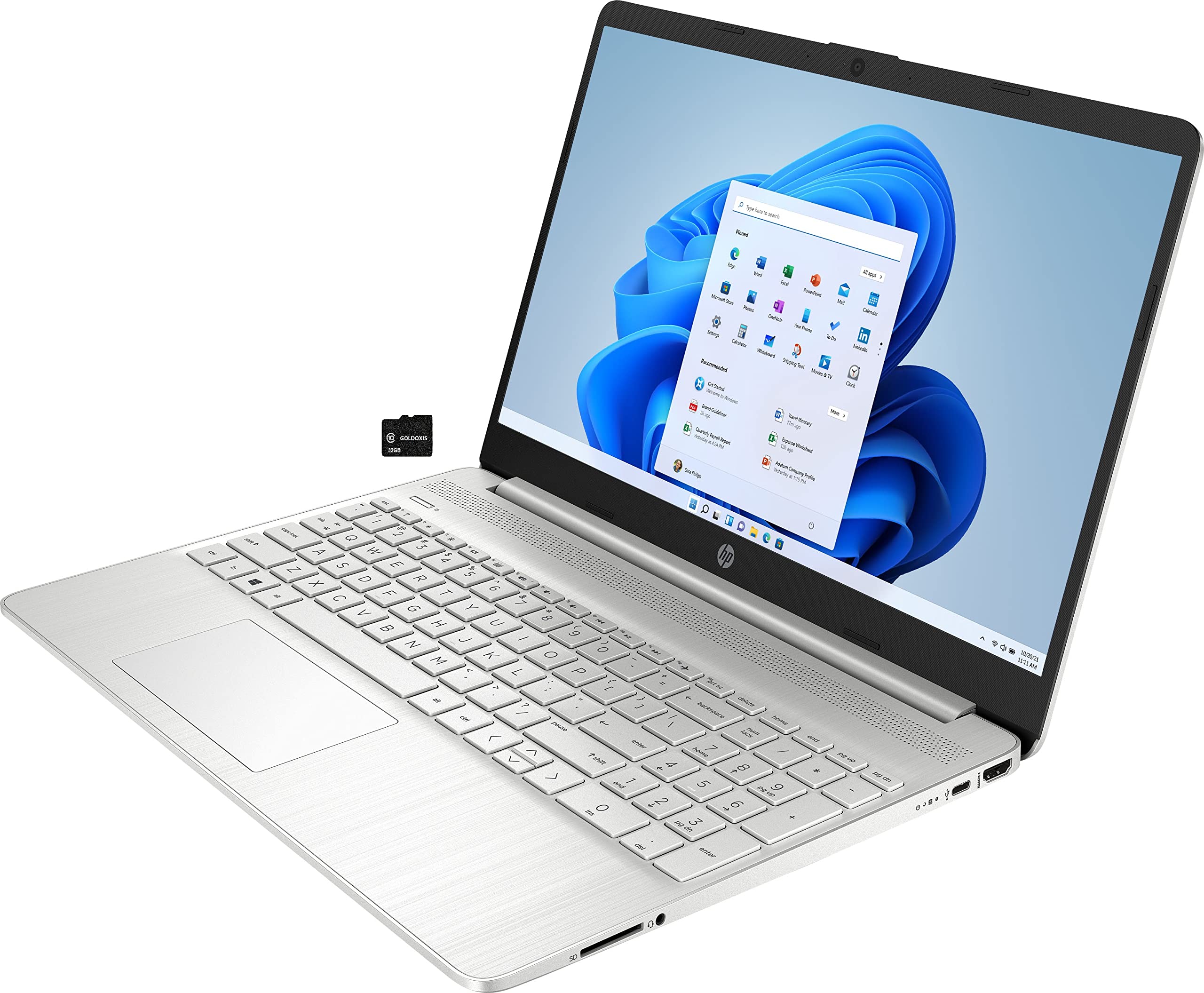 HP 2021 15.6" IPS FHD Touch Screen Laptop Computer, AMD Ryzen 7 4700U Processor Octa-Core (Beats i7-10710U), 8GB DDR4 1TB PCLe SSD, Webcam HDMI USB 3.0 Type C Win 10S Silver, 32GB Goldoxis SD Card