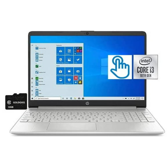 HP 2021 15.6" Touchscreen Laptop Computer, 10th Intel Core i3-1005G1 Up to 3.4GHz (Beat i5-7200u), 16GB DDR4 RAM, 1TB SSD, 802.11ac WiFi, HD Webcam,USB-C, HDMI,Silver Windows 10 S, GOLDOXIS Card